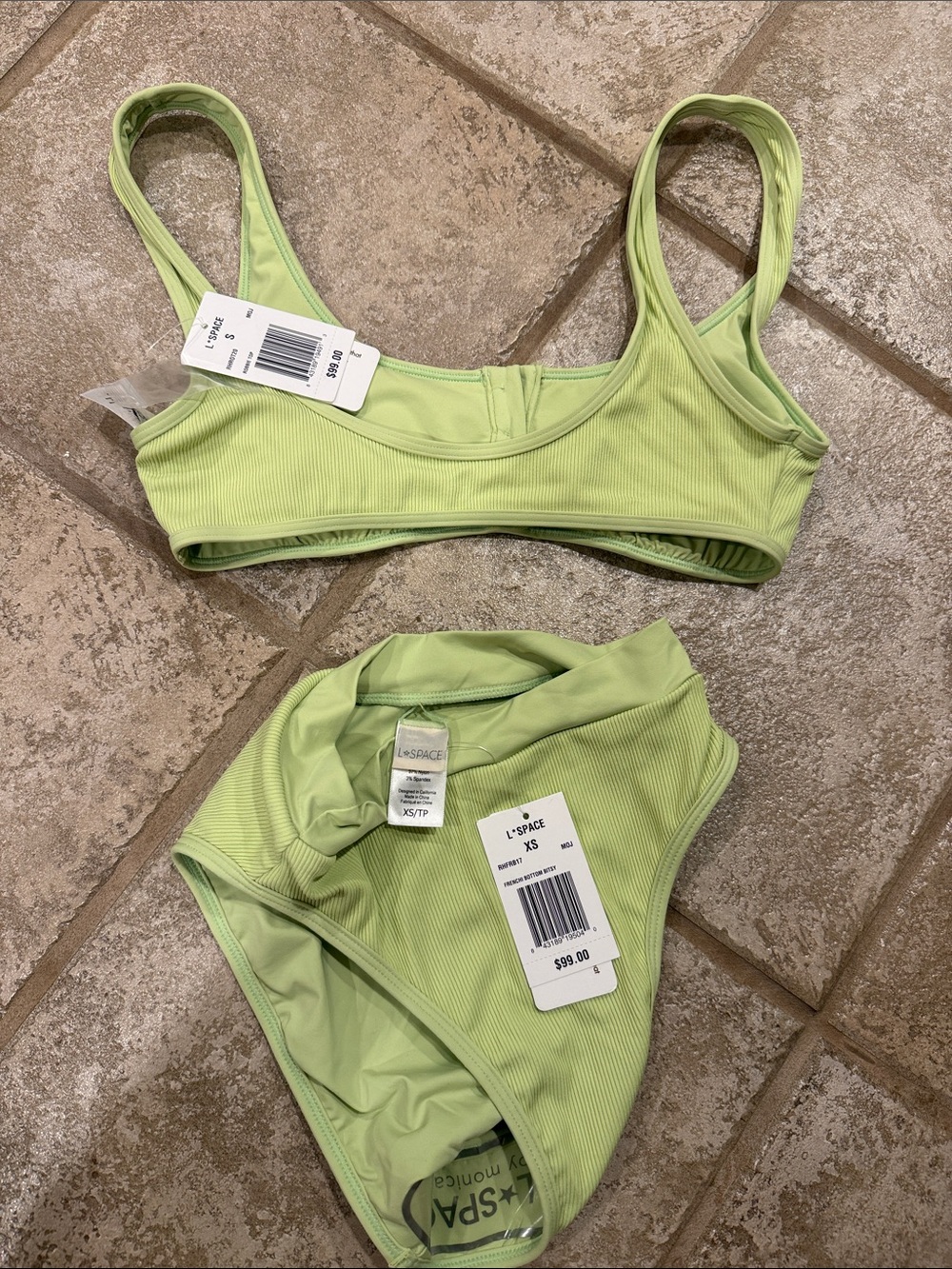 l*space Ribbed Scoop Bikini Set in Light Green - Picture 5 of 6